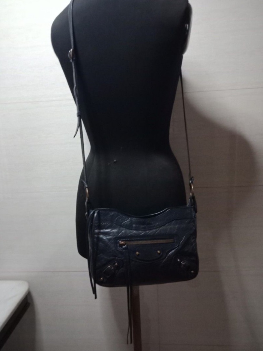 Authentic Balenciaga Navy Blue Hip City Leather Bag - Picture 16 of 16